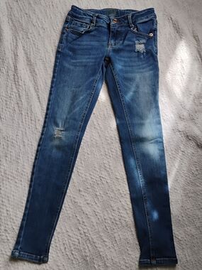 True Craft Kids Blue Skinny Jeans with Faded & Distressed Accents